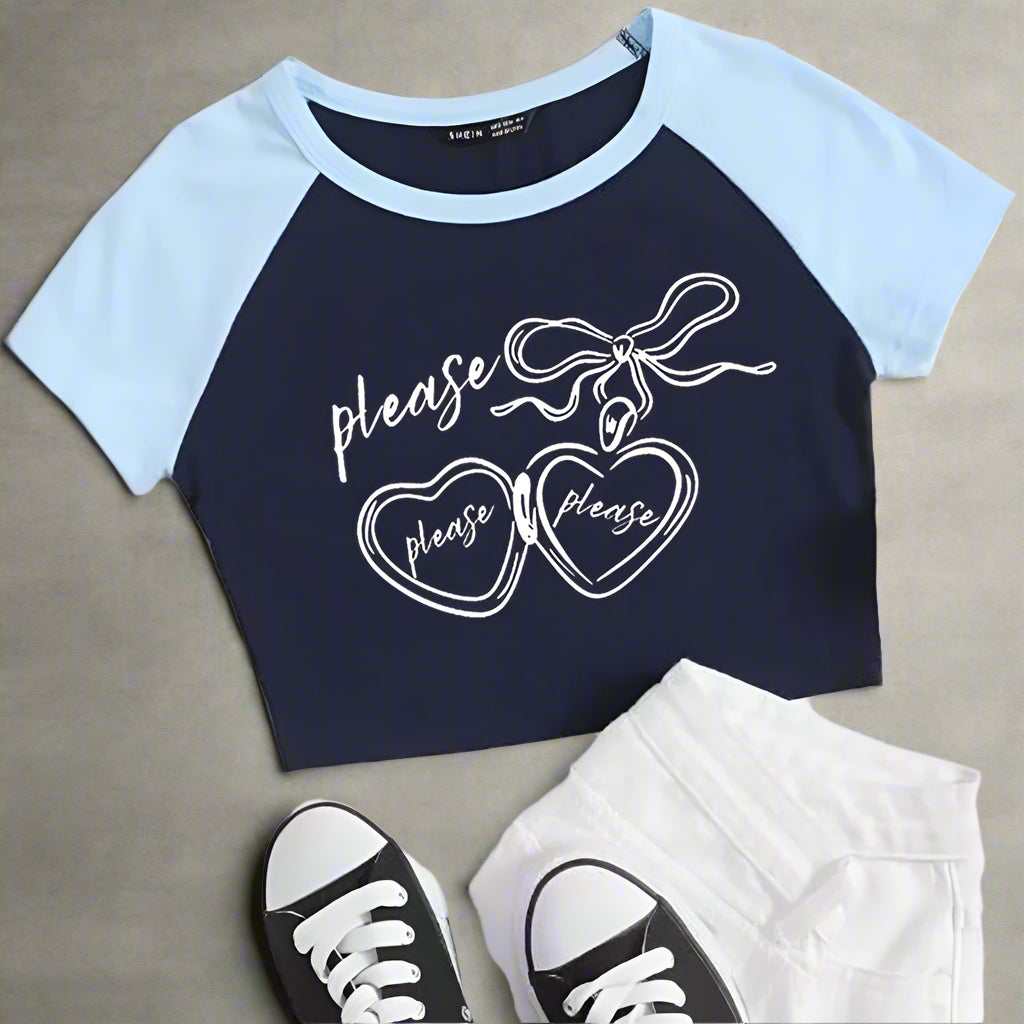 Sweetheart Charm Raglan Aesthetic Crop Top color7 Shoptery