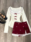 Sweetheart Ribbon Alt Lace Long Sleeve Outfit Set 2-piece set Shoptery