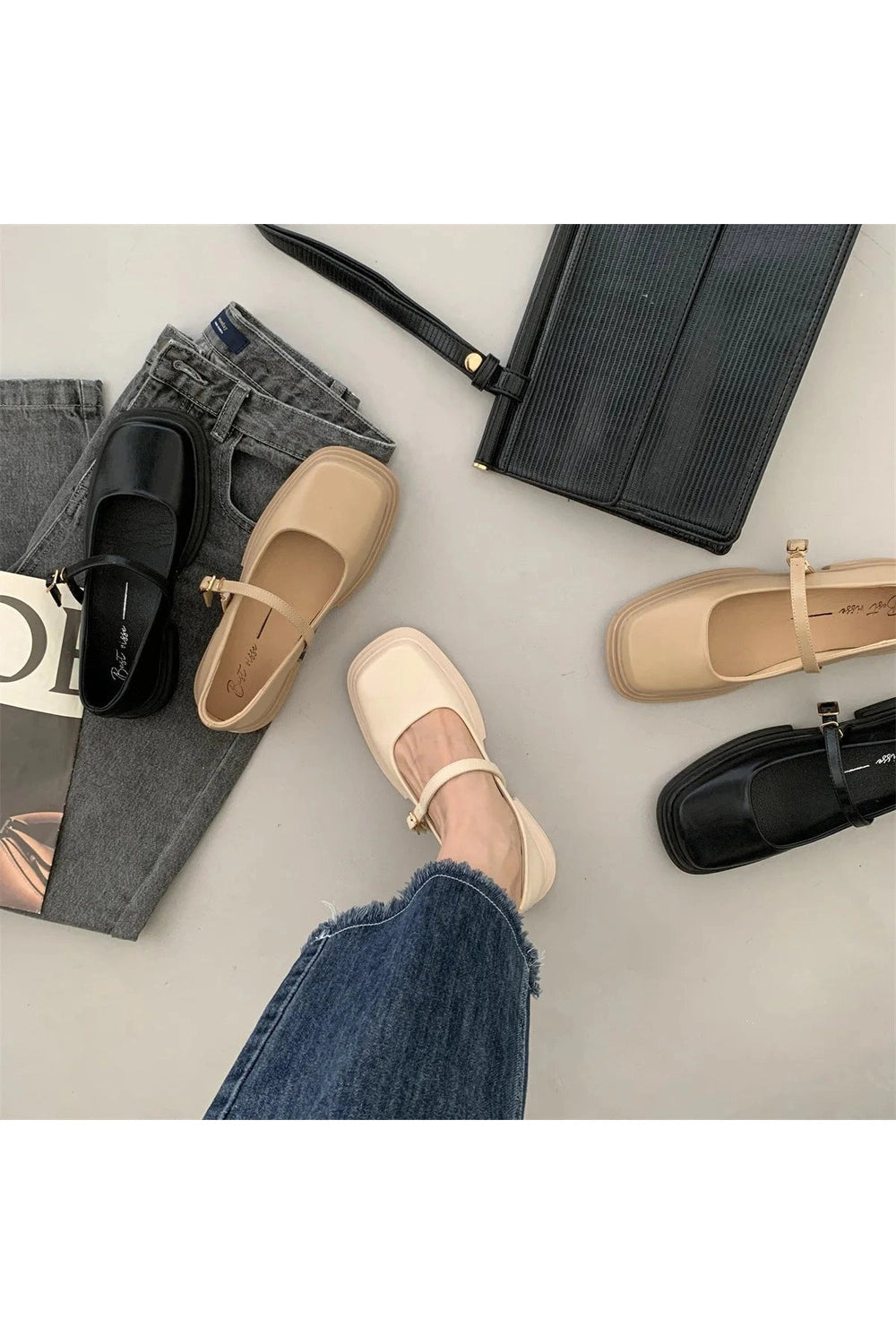 Aesthetic Thick Heels Mary Jane Shoes Shoptery