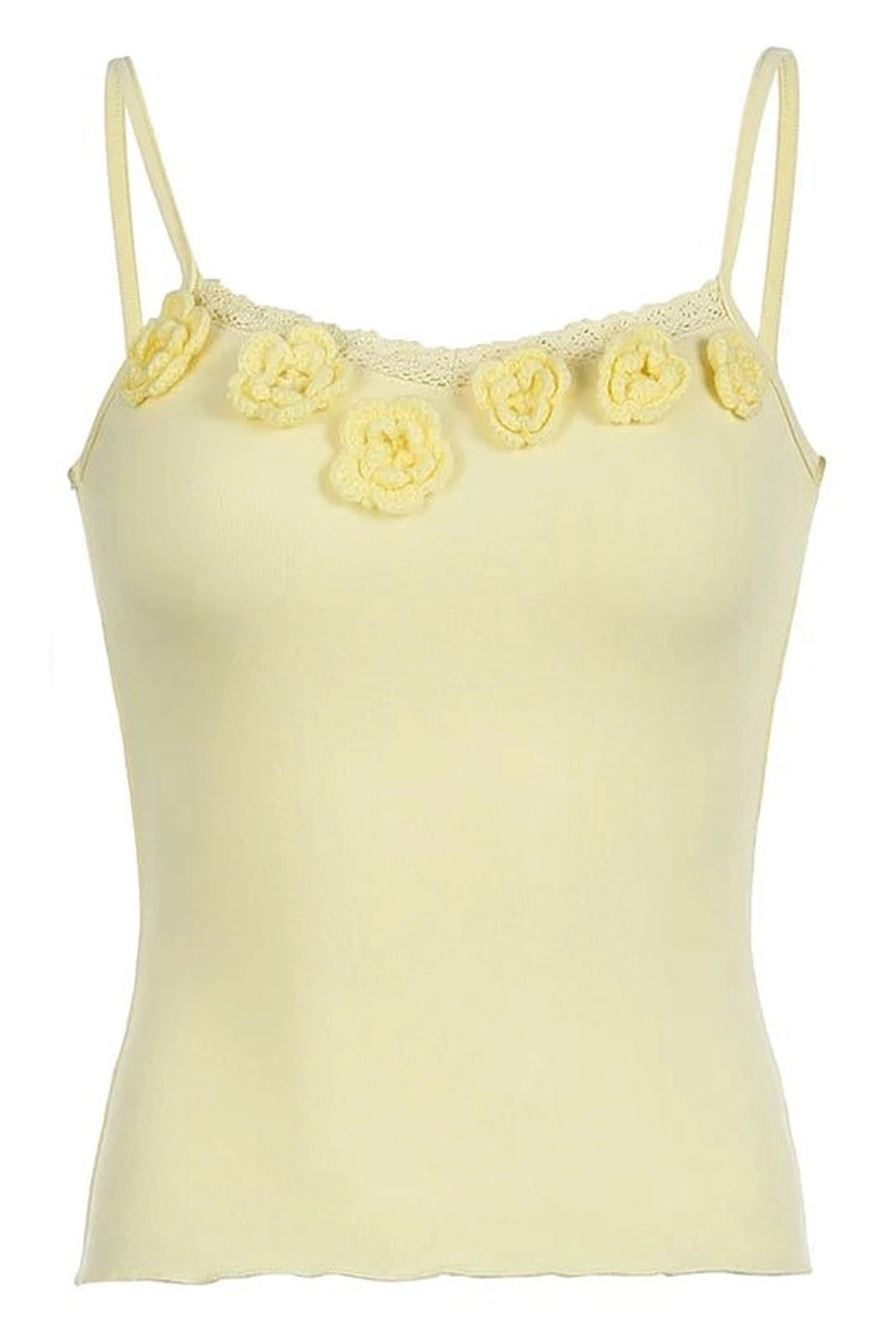 Tie-Flower Lace Cami Top - Crop Tops