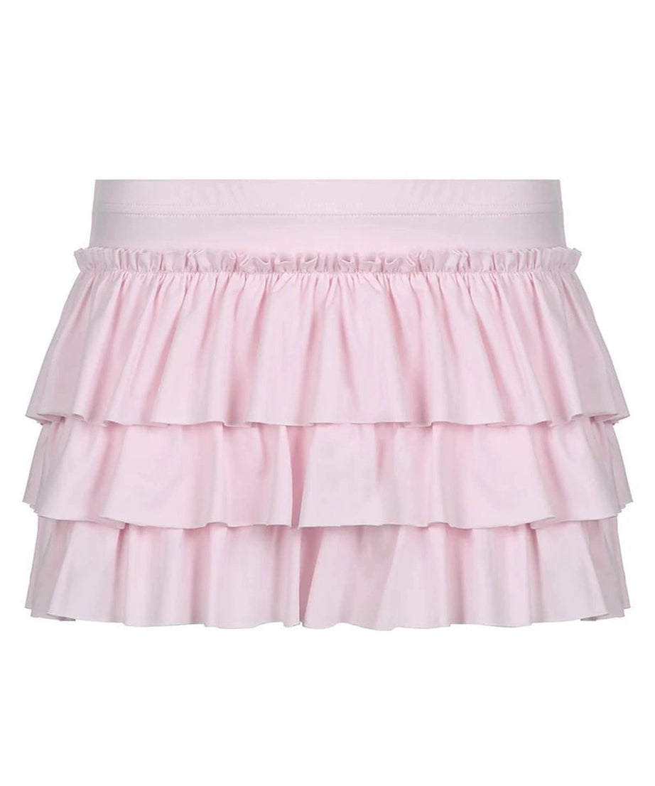 Tiered Ruffle Pink Skirt -