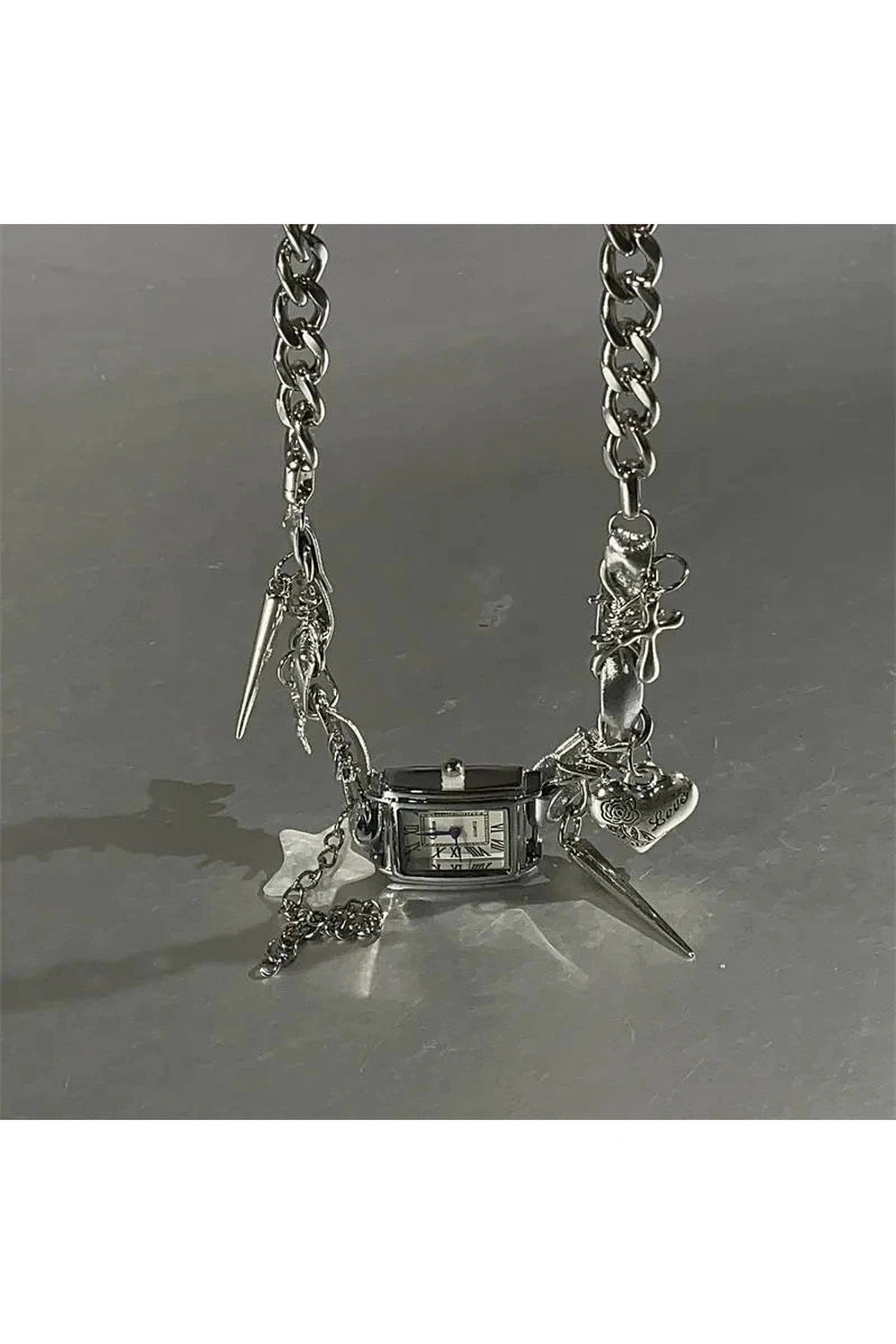 Edgy Timekeeper Charm Choker Necklace Shoptery