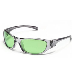Y2k Titanium Blade Sport Sunglasses Clear Grey Green B as picture Shoptery