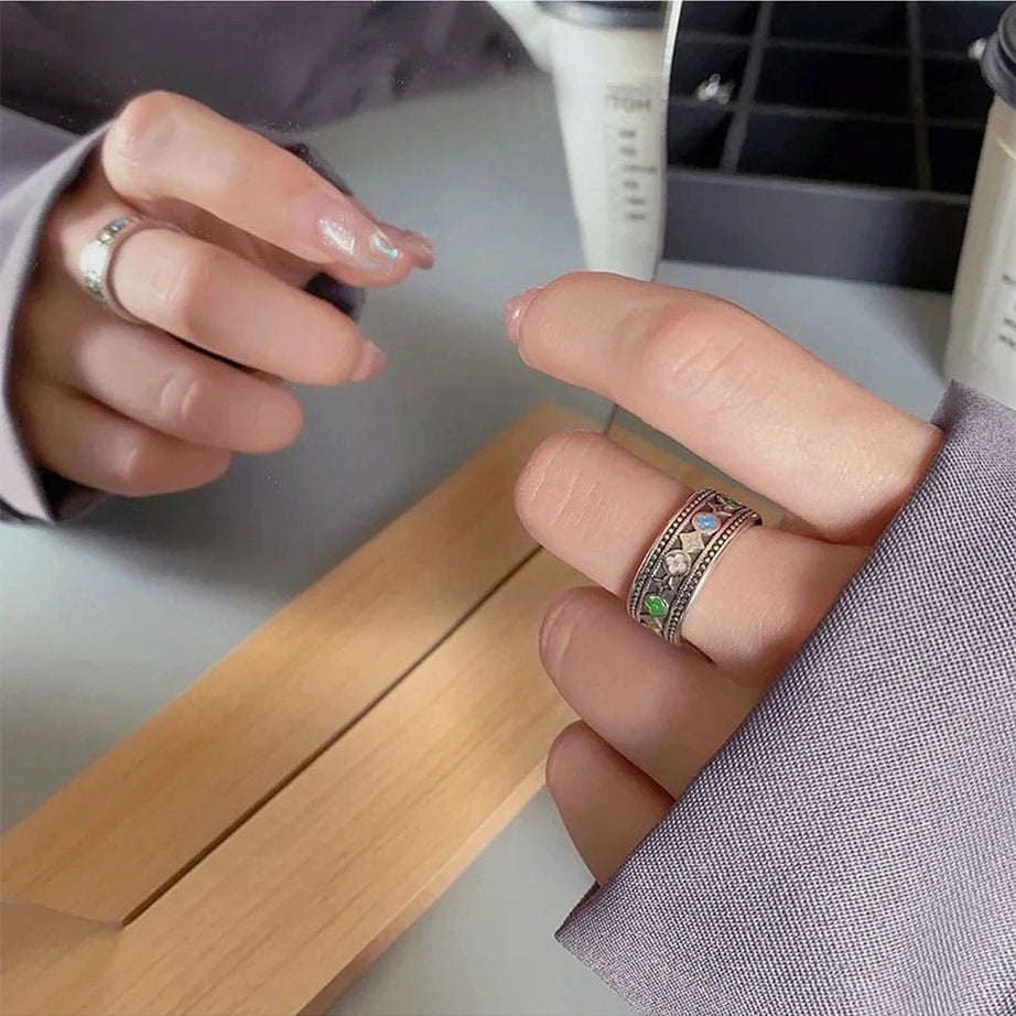 Retro Trendy Thai Silver Ring Shoptery