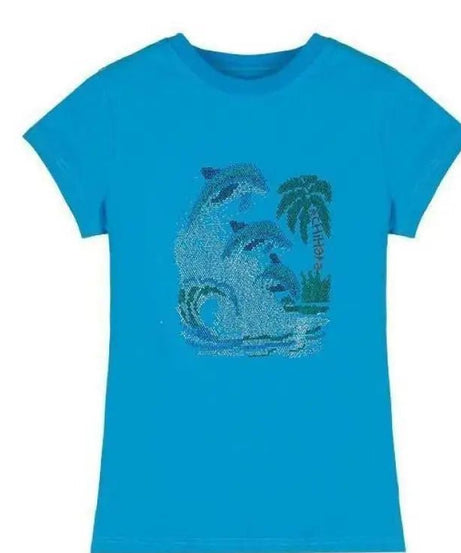 Tropical Wave Rhinestone Top - Shirts & Tops