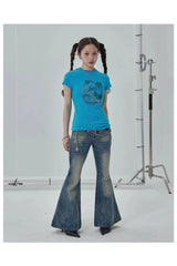 Aesthetic Tropical Wave Rhinestone Top Shoptery