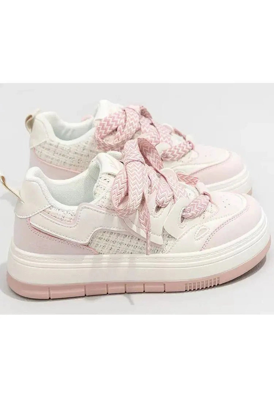 Tweed & Pink Ribbon Sneakers - Sneakers