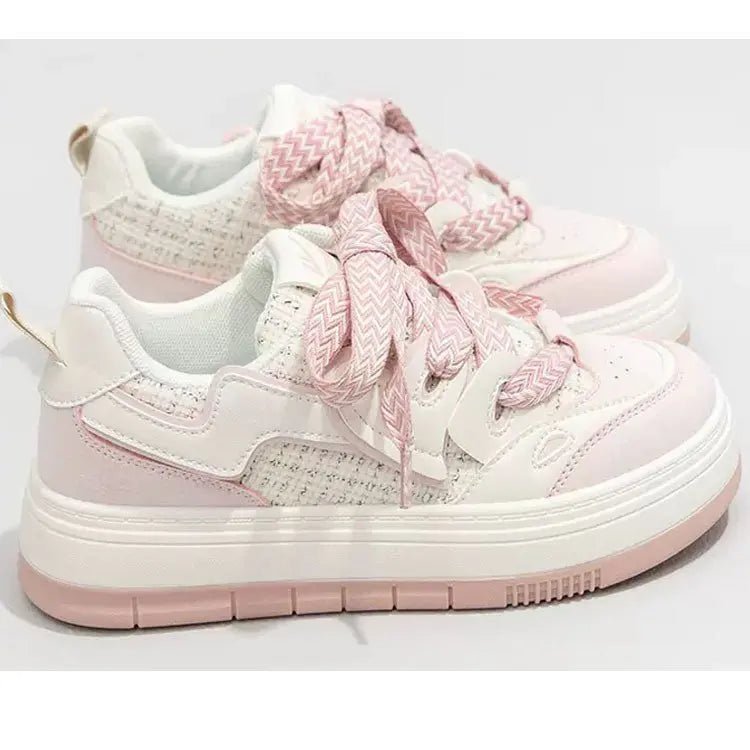 Tweed & Pink Ribbon Sneakers - Sneakers