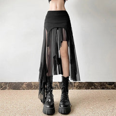Twilight Shroud Alt Edgy High-Low Skirt Shoptery