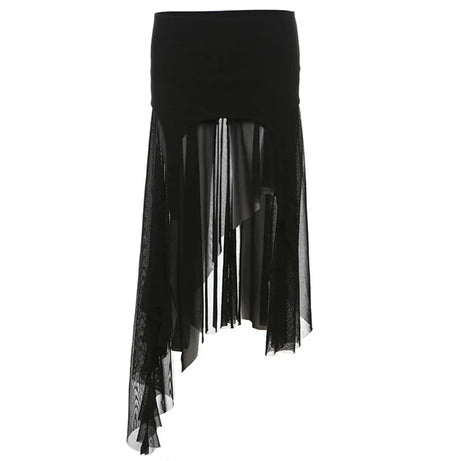 Twilight Shroud Alt Edgy High-Low Skirt black Shoptery