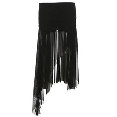 Twilight Shroud Alt Edgy High-Low Skirt black Shoptery