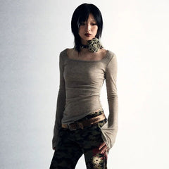 Twilight Thorns Y2k Embroidered Long Sleeve Top Shoptery