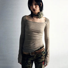 Twilight Thorns Y2k Embroidered Long Sleeve Top Shoptery