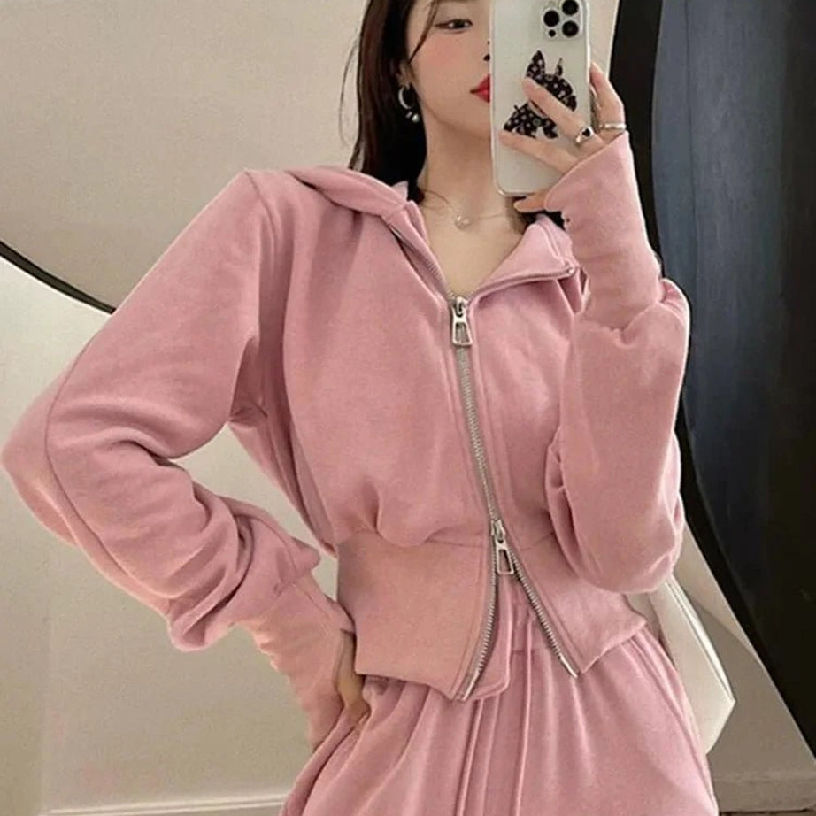 Aesthetic Two Piece Hooded Tracksuit Shoptery
