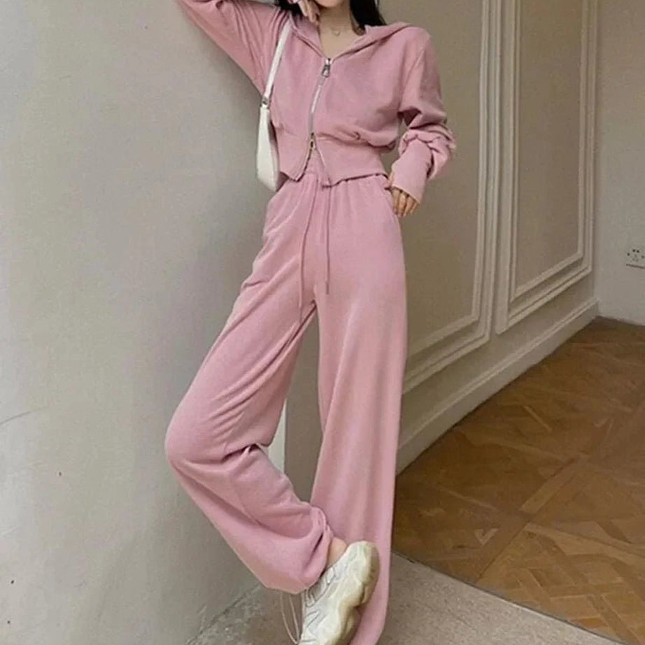 Aesthetic Two Piece Hooded Tracksuit Shoptery