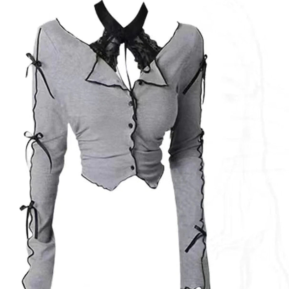 Acubi Two-Piece Long Sleeve Outfit Set Top only Shoptery