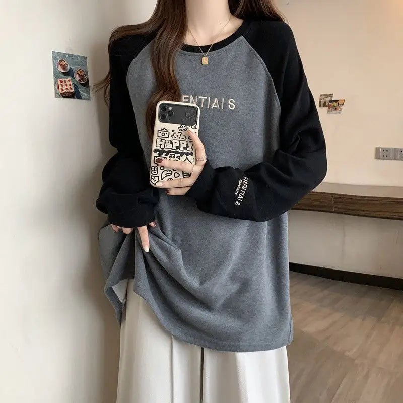 Two-Tone Raglan Retro Oversized Sweatshirt Shoptery
