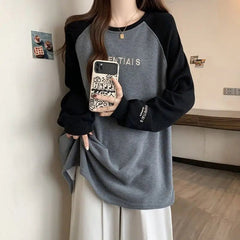 Two-Tone Raglan Retro Oversized Sweatshirt Shoptery