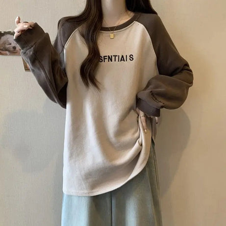 Two-Tone Raglan Retro Oversized Sweatshirt Shoptery