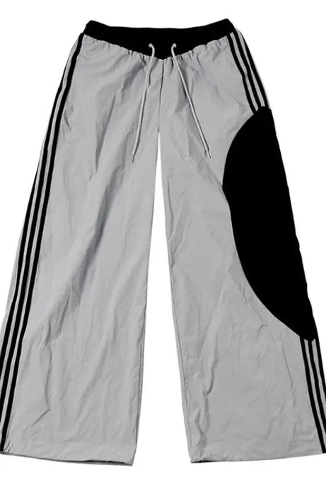 Two - Tone Wide - Leg Track Pants - Pants