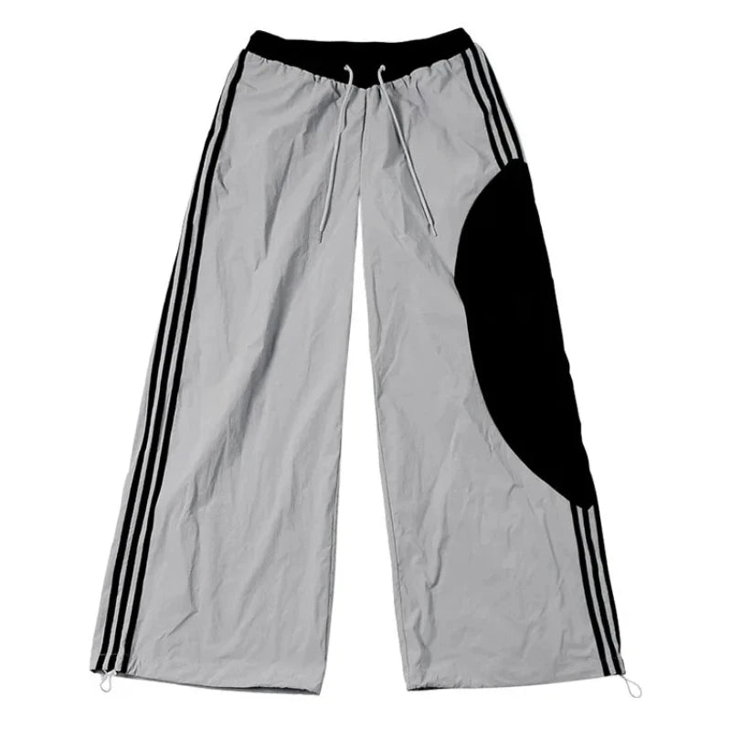 Two - Tone Wide - Leg Track Pants - Pants