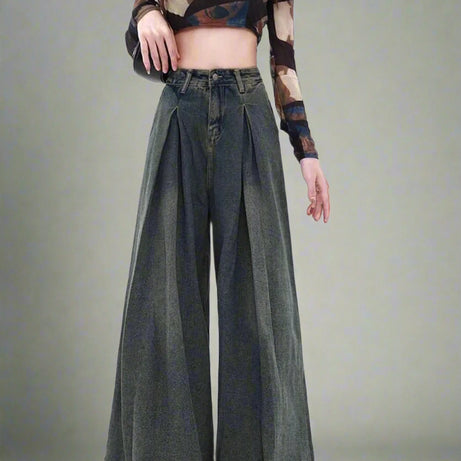 Edgy Ultra Wide-Leg Baggy Jeans Blue Shoptery