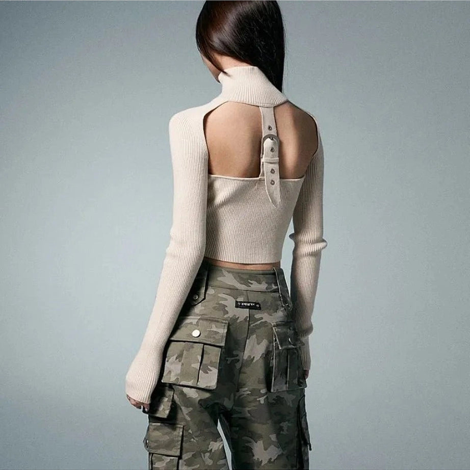 Urban Edgy Y2k Cropped Knit Cardigan Shoptery