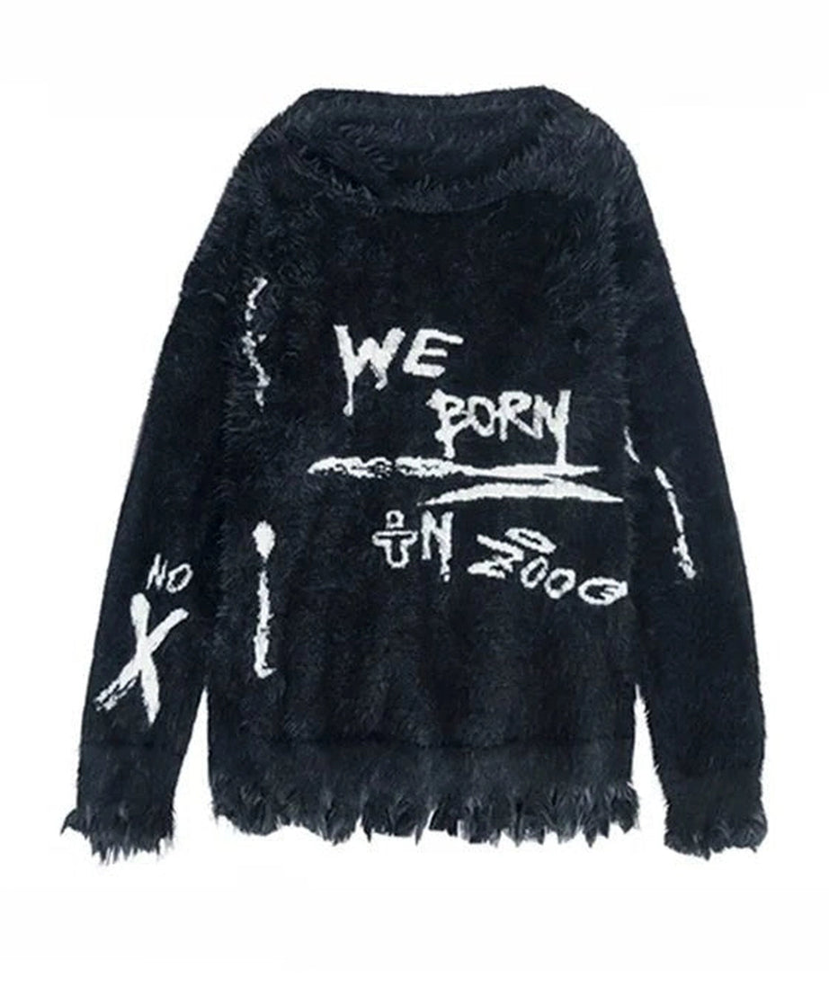 Urban Rebel Fuzzy Graffiti Sweater - 