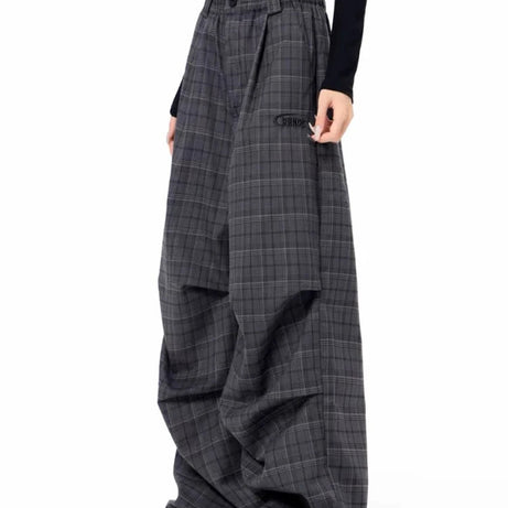Urban Shadow Edgy Plaid Wide-Leg Pants Shoptery