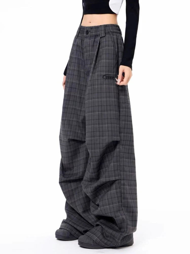 Urban Shadow Edgy Plaid Wide-Leg Pants Shoptery