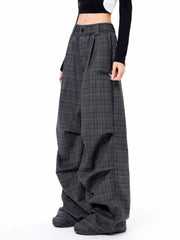 Urban Shadow Edgy Plaid Wide-Leg Pants Shoptery