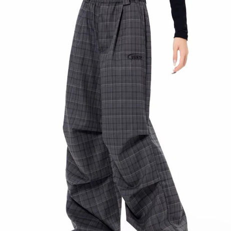 Urban Shadow Edgy Plaid Wide-Leg Pants Shoptery