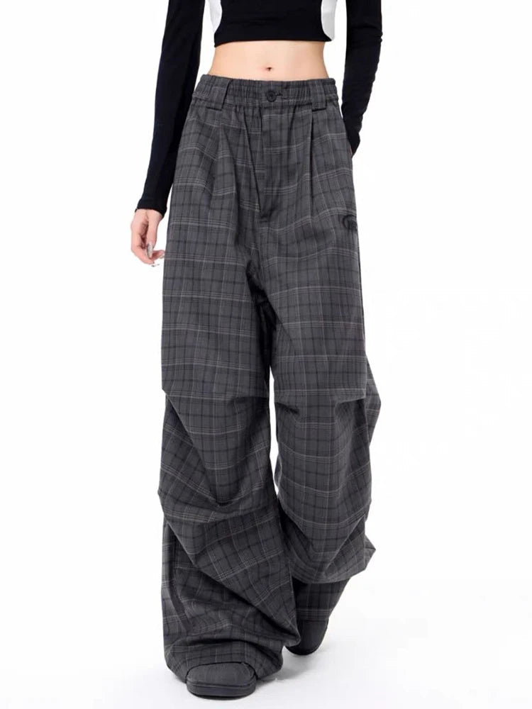 Urban Shadow Edgy Plaid Wide-Leg Pants Shoptery