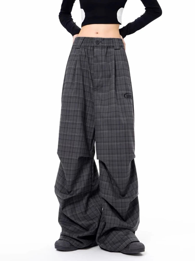 Urban Shadow Edgy Plaid Wide-Leg Pants Shoptery