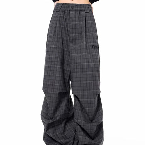 Urban Shadow Edgy Plaid Wide-Leg Pants Shoptery