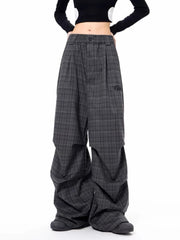 Urban Shadow Edgy Plaid Wide-Leg Pants Shoptery