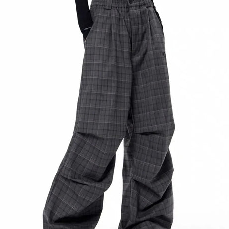 Urban Shadow Edgy Plaid Wide-Leg Pants Picture Shoptery
