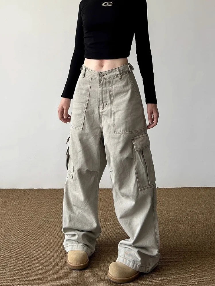 Urban Utility Y2k Wide-Leg Cargo Pants Light Khaki CHINA Shoptery