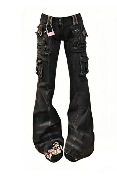 Utility Cargo Flare Jeans - Jeans