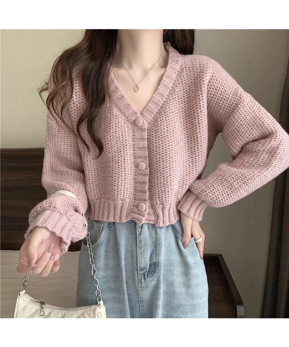 V-Neck Button Up Sweater -