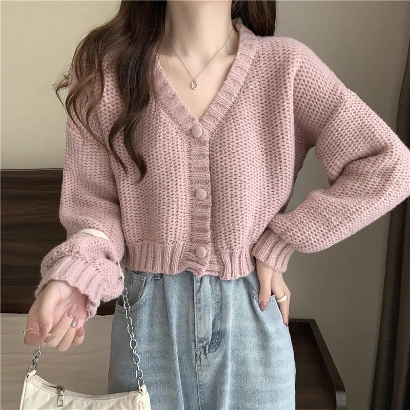 V-Neck Button Up Sweater -