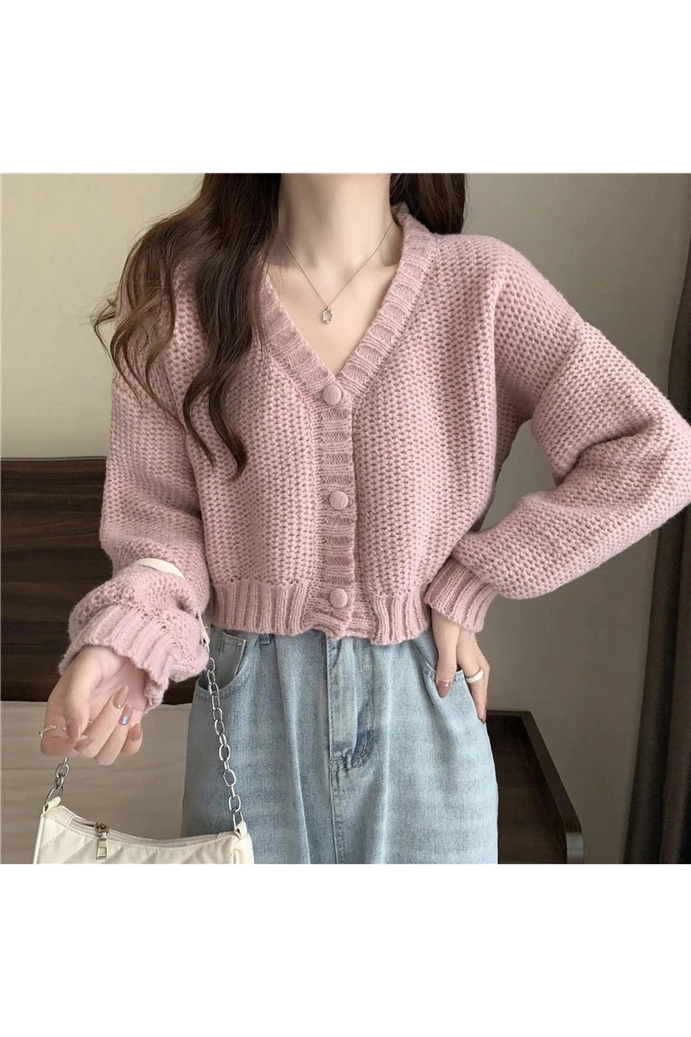 V-Neck Button Up Sweater -