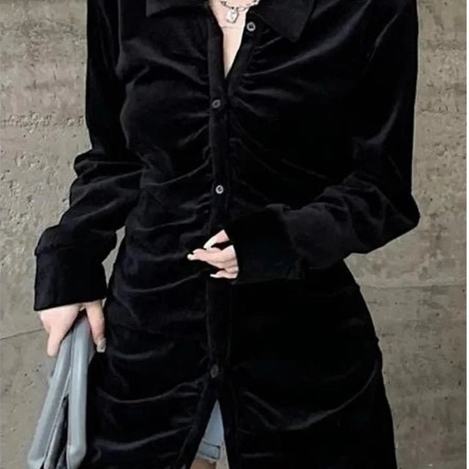 Velvet Pleated Blouse Shoptery