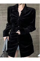 Velvet Pleated Blouse Shoptery