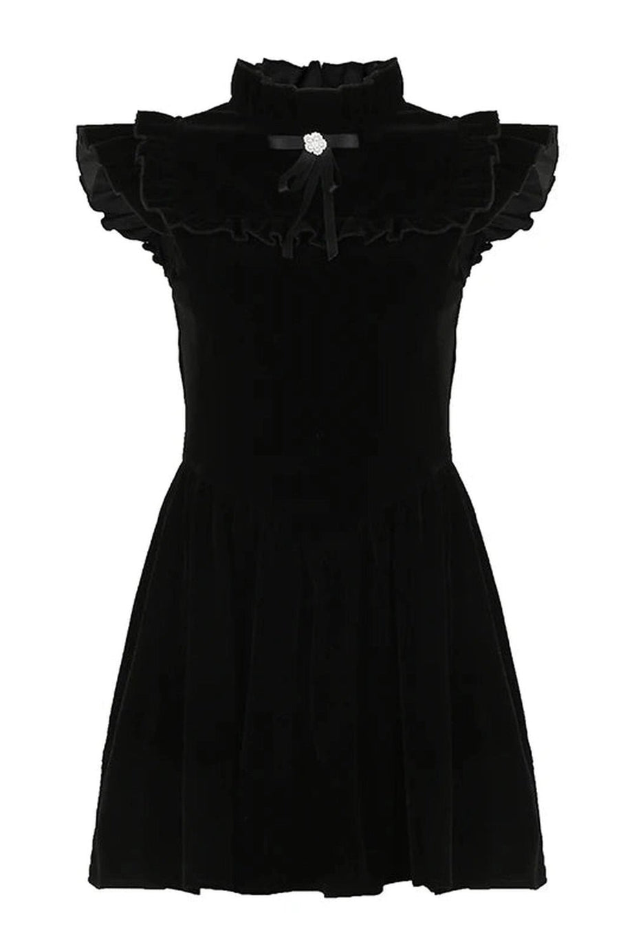 Velvet Ruffle Princess Mini Dress - Dresses