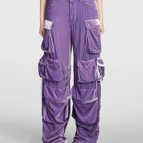 Y2k Velvet Vibe Utility Cargo Pants PURPLE Shoptery