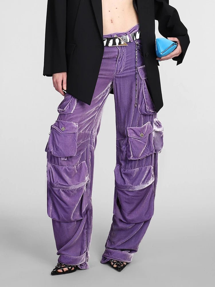 Y2k Velvet Vibe Utility Cargo Pants Shoptery