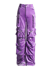 Y2k Velvet Vibe Utility Cargo Pants Shoptery