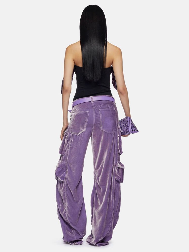 Y2k Velvet Vibe Utility Cargo Pants Shoptery