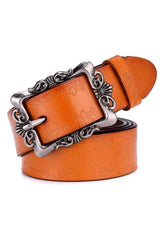 Retro Victorian Embossed Buckle Belt Orange Shoptery